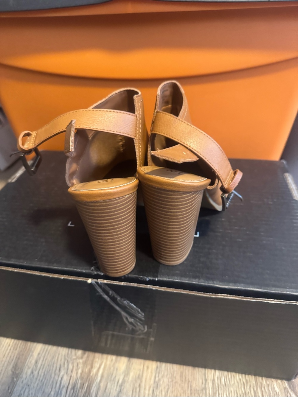 a.n.a Tan Pointed-Toe Ankle Booties with Buckle Strap - Picture 4 of 5